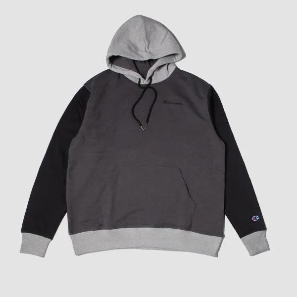 CHAMPION - Men - Colorblock Powerblend Pullover Hoodie - Granite Heather/Black