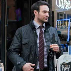 Charlie Cox The Defenders Black Leather Jacket