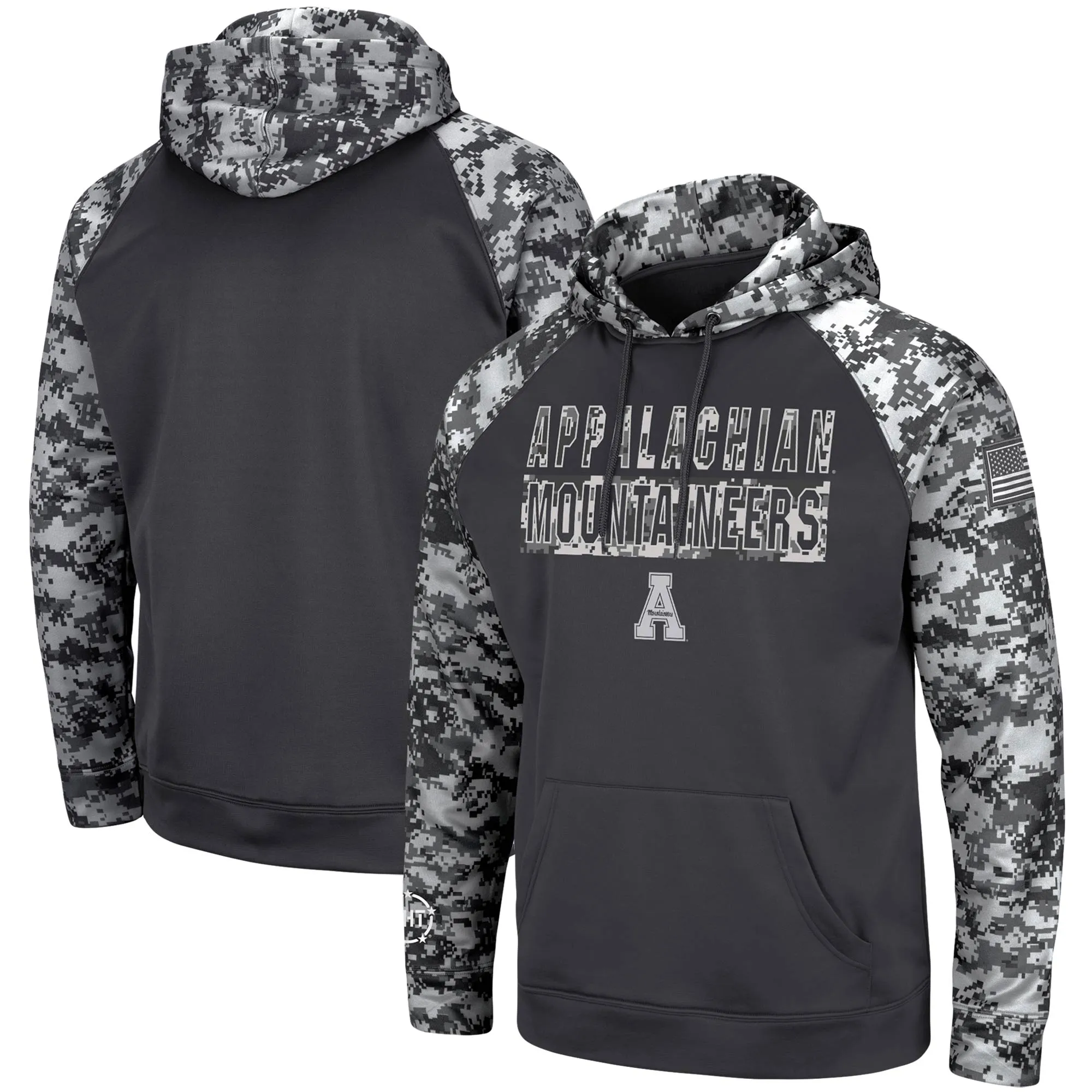 Colosseum Appalachian State Mountaineers Charcoal OHT Military Appreciation Digital Camo Pullover Hoodie