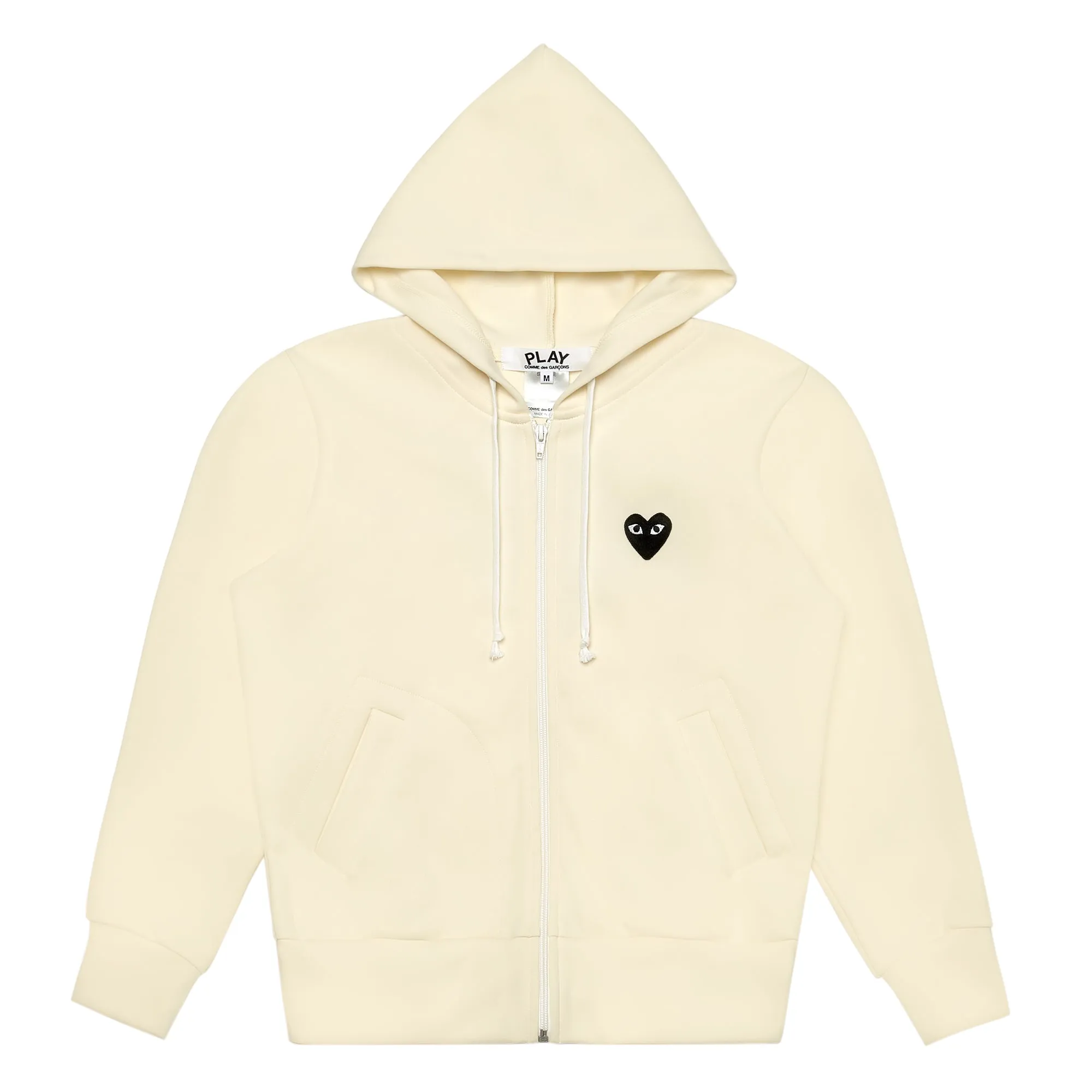 COMME DES GARCONS PLAY Zip Up Hoodie - Ivory - AZ-T254-051-3