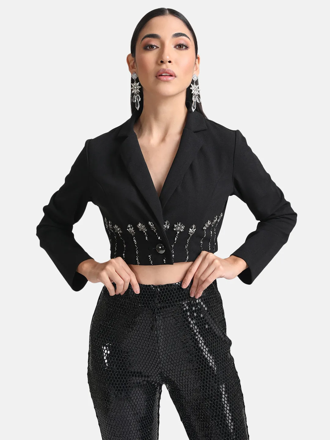 Cropped Jacket With Embellishment