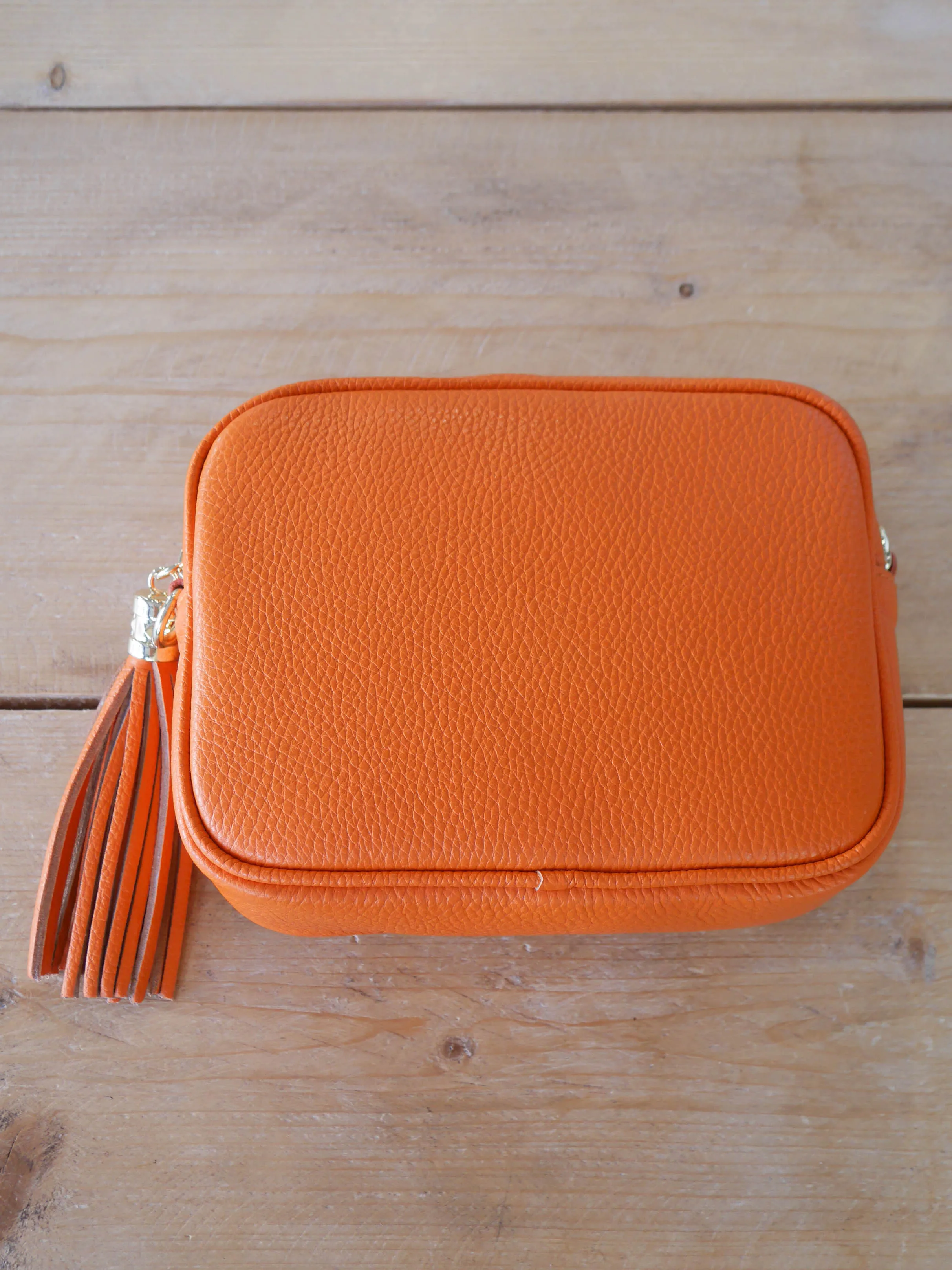 Cross Body Leather Bag Orange