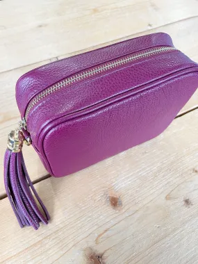 Cross Body Leather Bag Plum