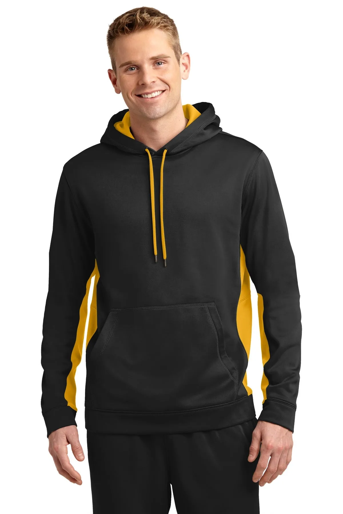 Custom Embroidered - Sport-Tek Sport-Wick Fleece Colorblock Hooded Pullover. ST235