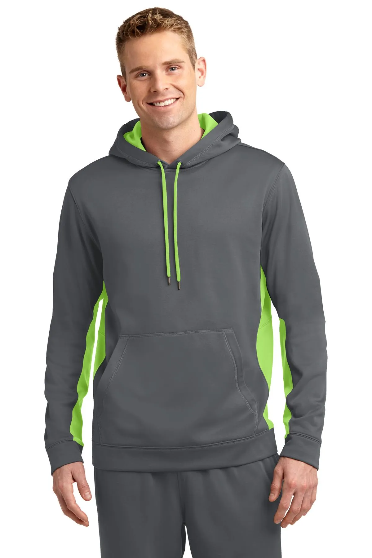 Custom Embroidered - Sport-Tek Sport-Wick Fleece Colorblock Hooded Pullover. ST235