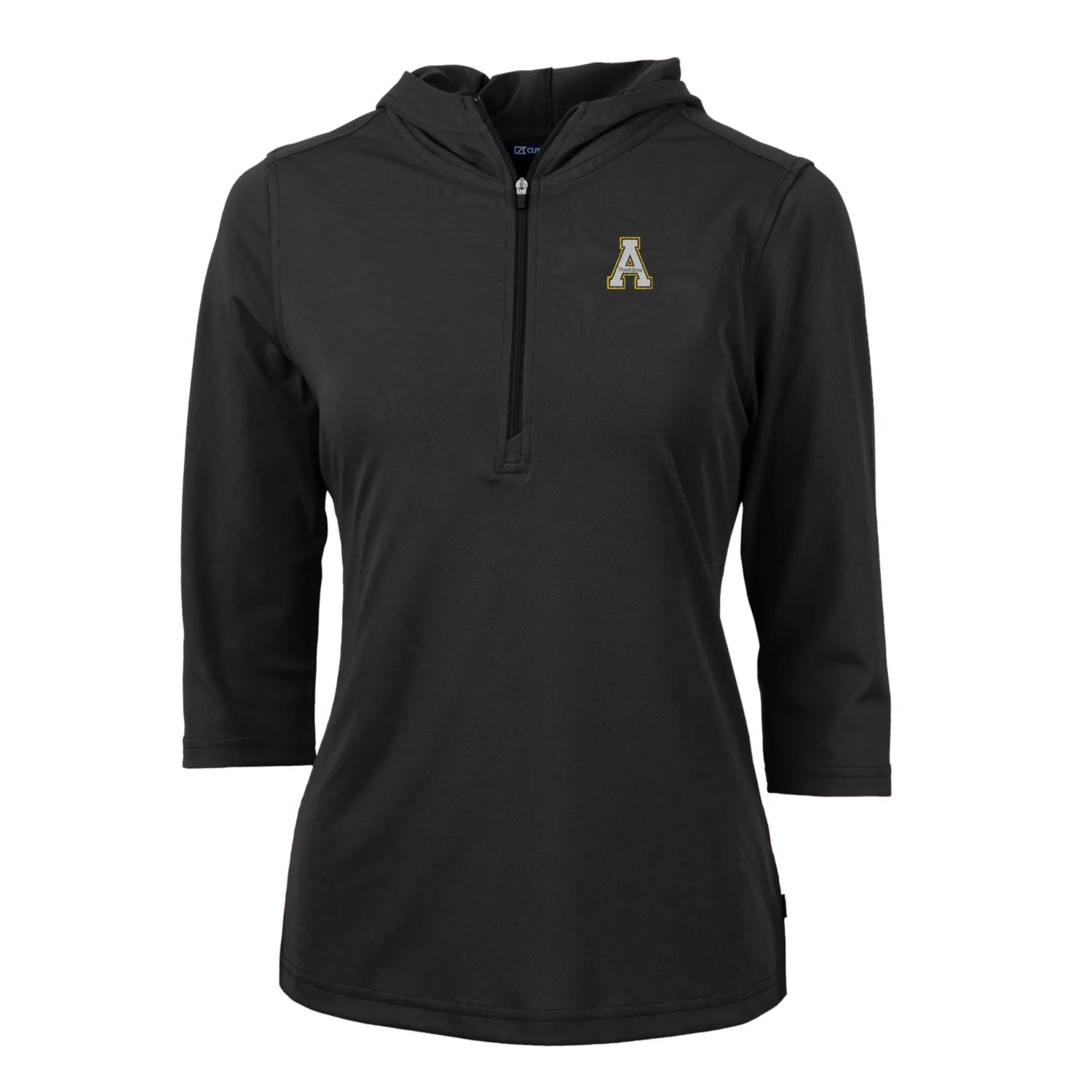 Cutter & Buck Appalachian State Mountaineers Women's Black Virtue Eco Pique Half-Zip 3/4 Sleeve Pullover Hoodie