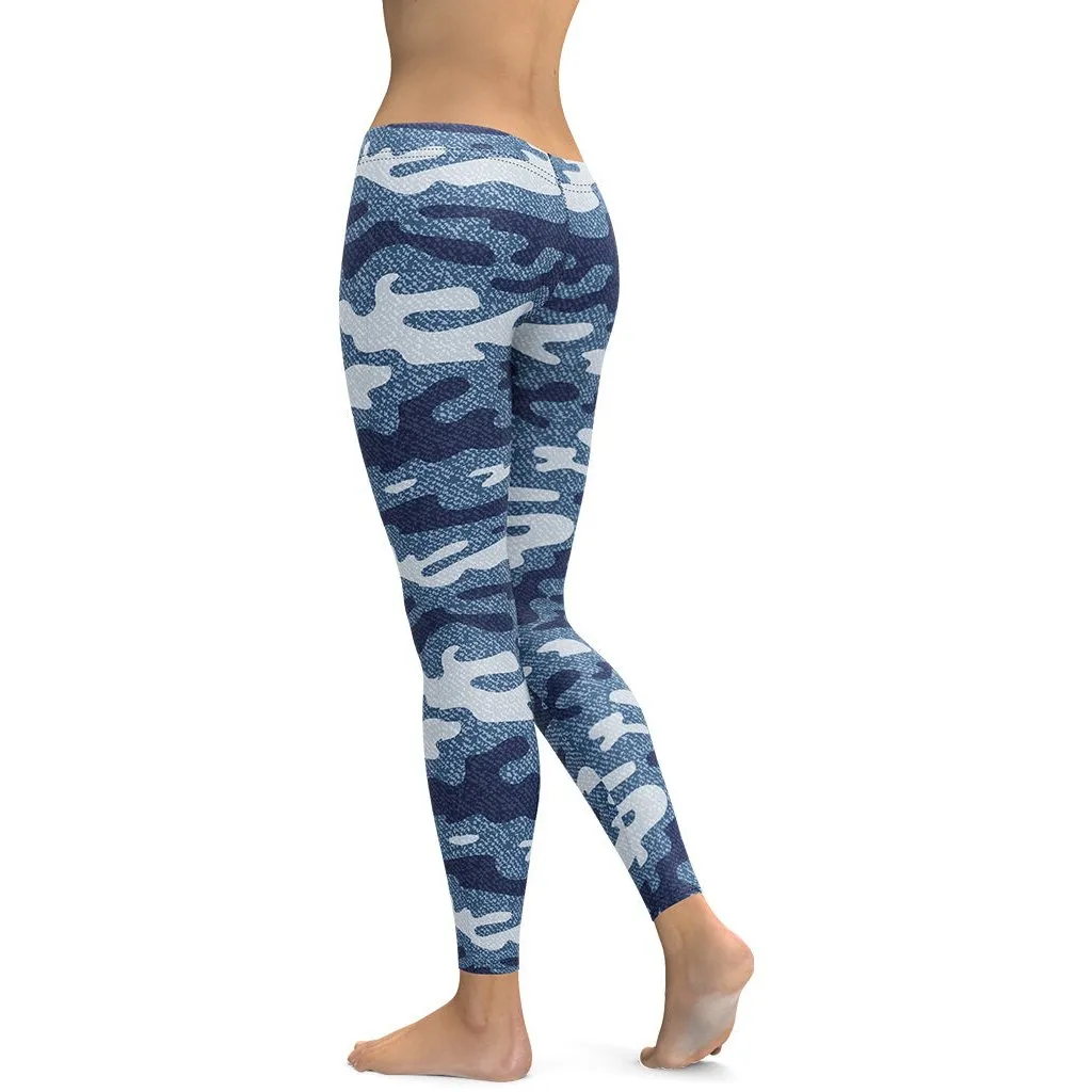 Denim Camo Print Leggings