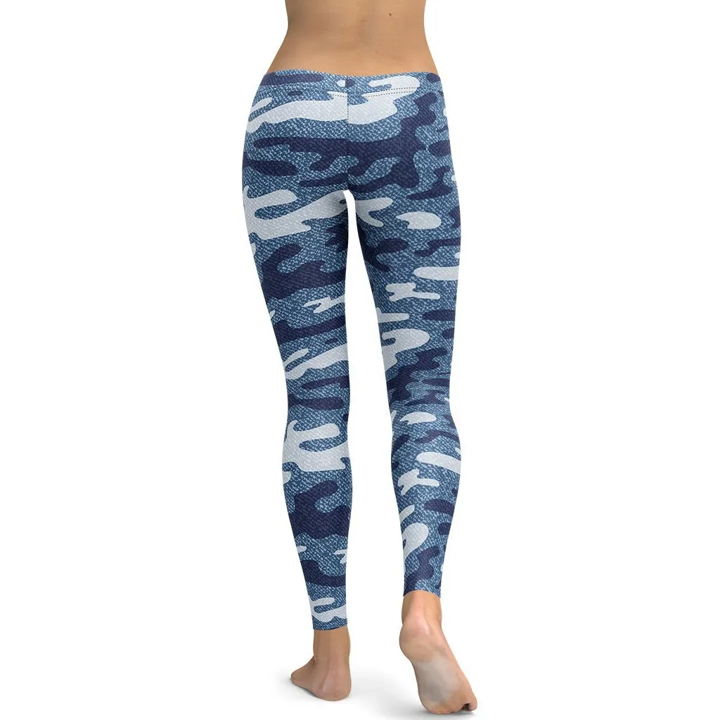 Denim Camo Print Leggings