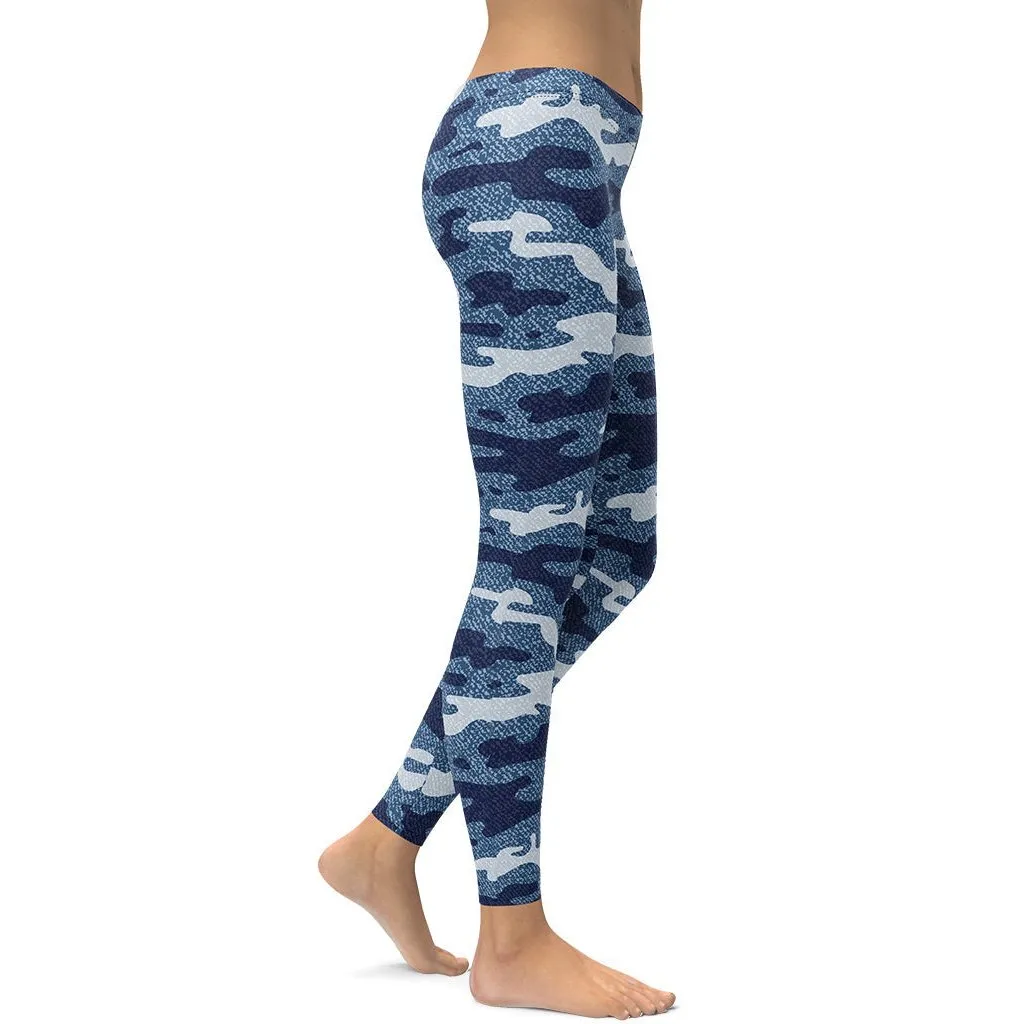 Denim Camo Print Leggings