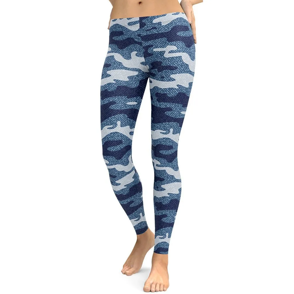 Denim Camo Print Leggings