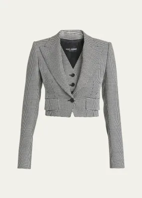 Dolce&Gabbana Wool Pied De Poule Cropped Jacket