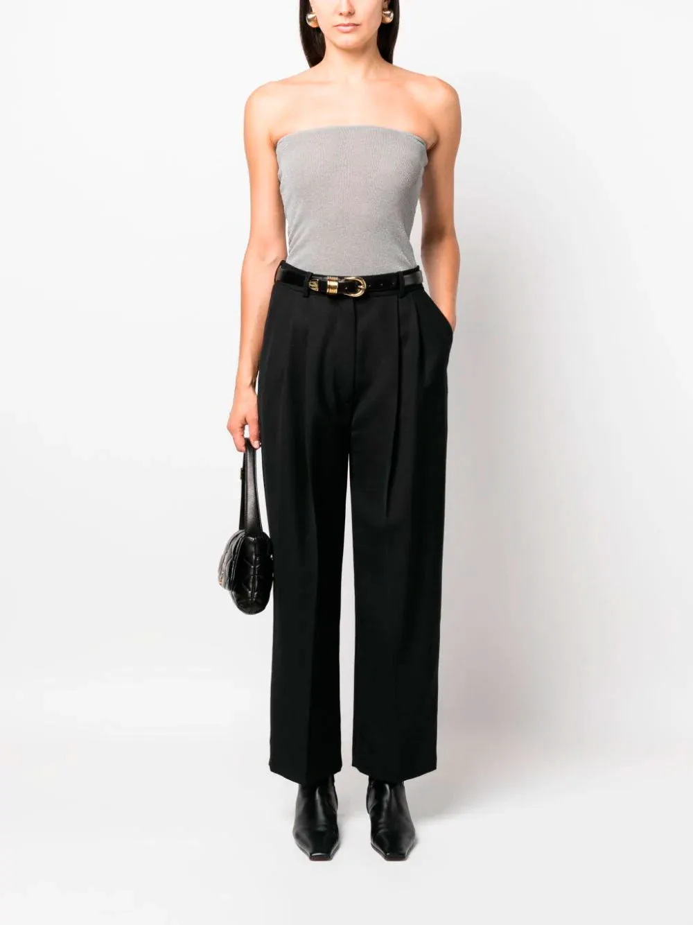 Double-pleated tailored trousers