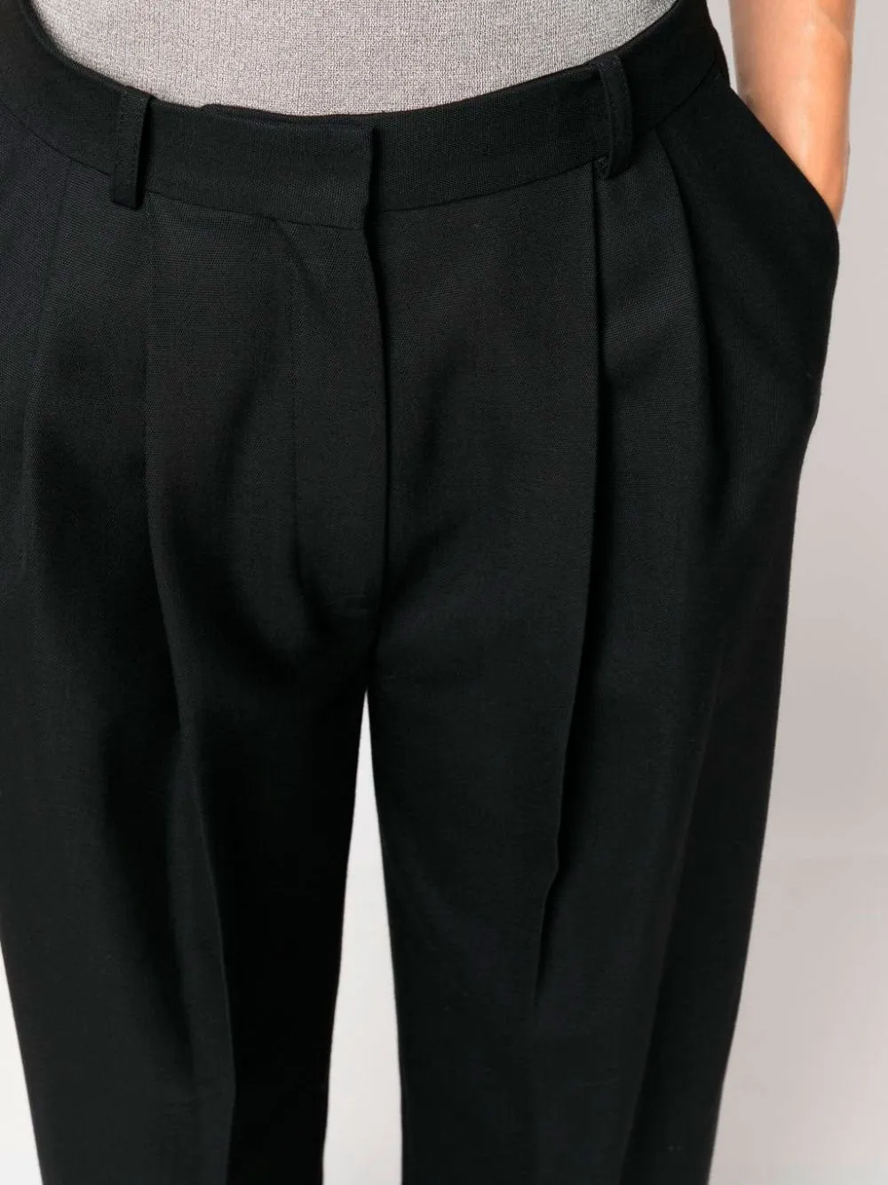 Double-pleated tailored trousers