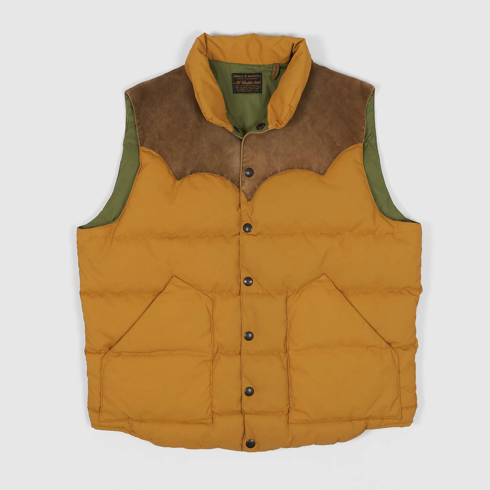 Double RL Quilted Vest with Leather Yoke