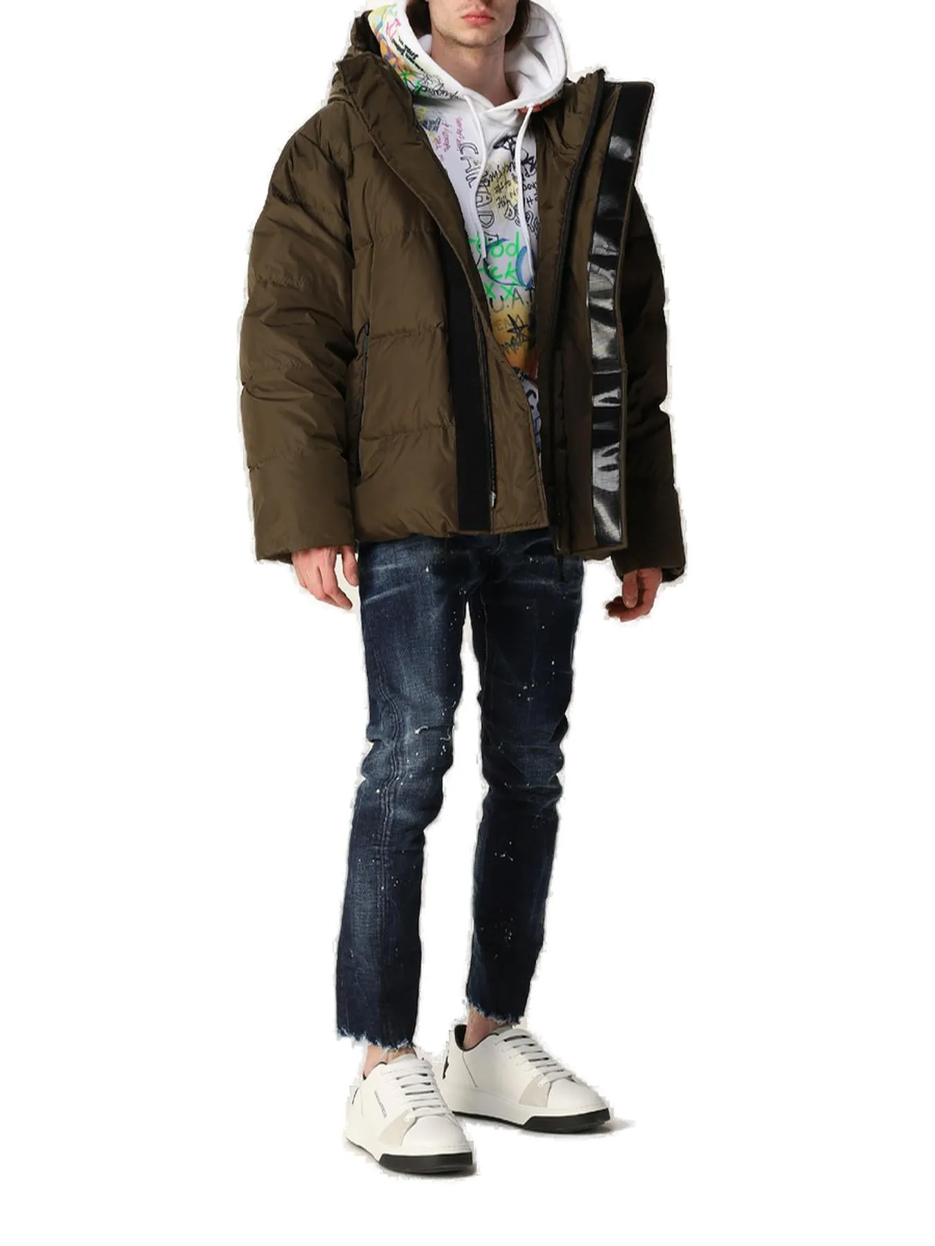 Dsquared2 Logo Print Hooded Padded Jacket