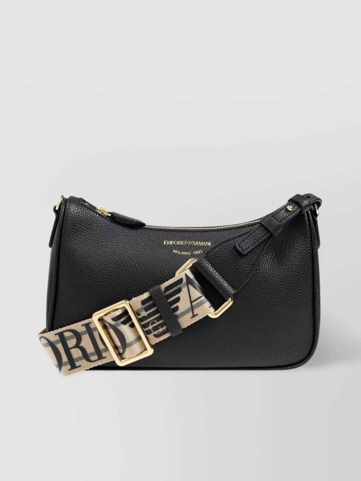 Emporio Armani   Pebbled texture logo-print strap shoulder bag