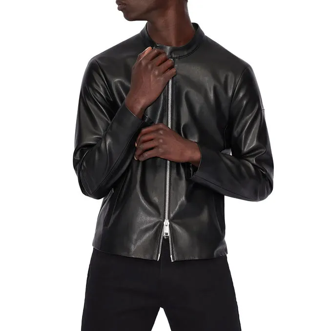 FAUX LEATHER JACKET Man Black