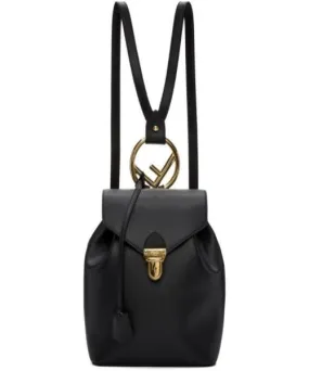 Fendi Black Leather Backpack