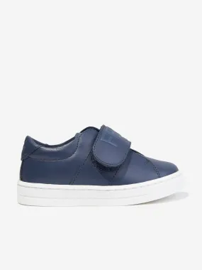 Fendi Kids Leather Logo Trainers in Navy