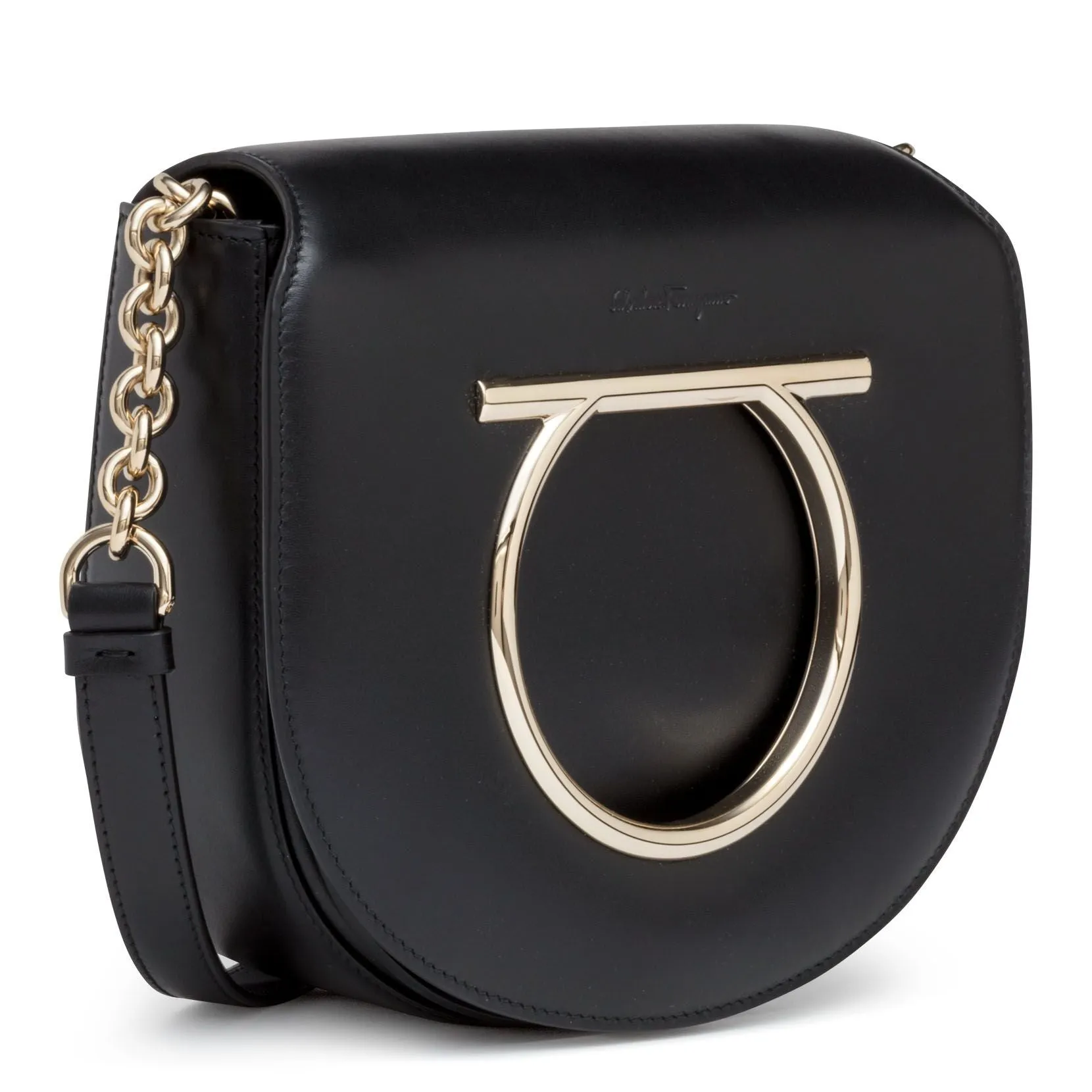 Ferragamo Gancino black leather bag