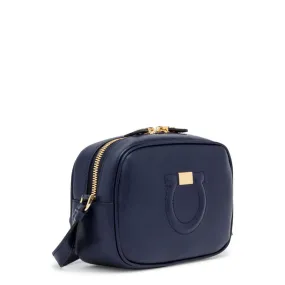 Ferragamo Gancio City Dark Blue Leather Shoulder Bag