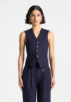 Gabardine Cinch Waistcoat - Indigo