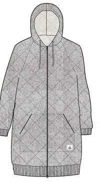 Getaway Recycled Quilted Full Zip Hoodie - Grey Marl