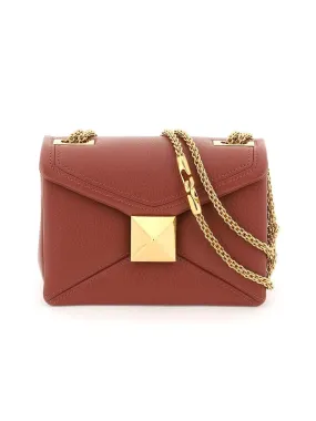 Grained Leather One Stud Bag With Chain