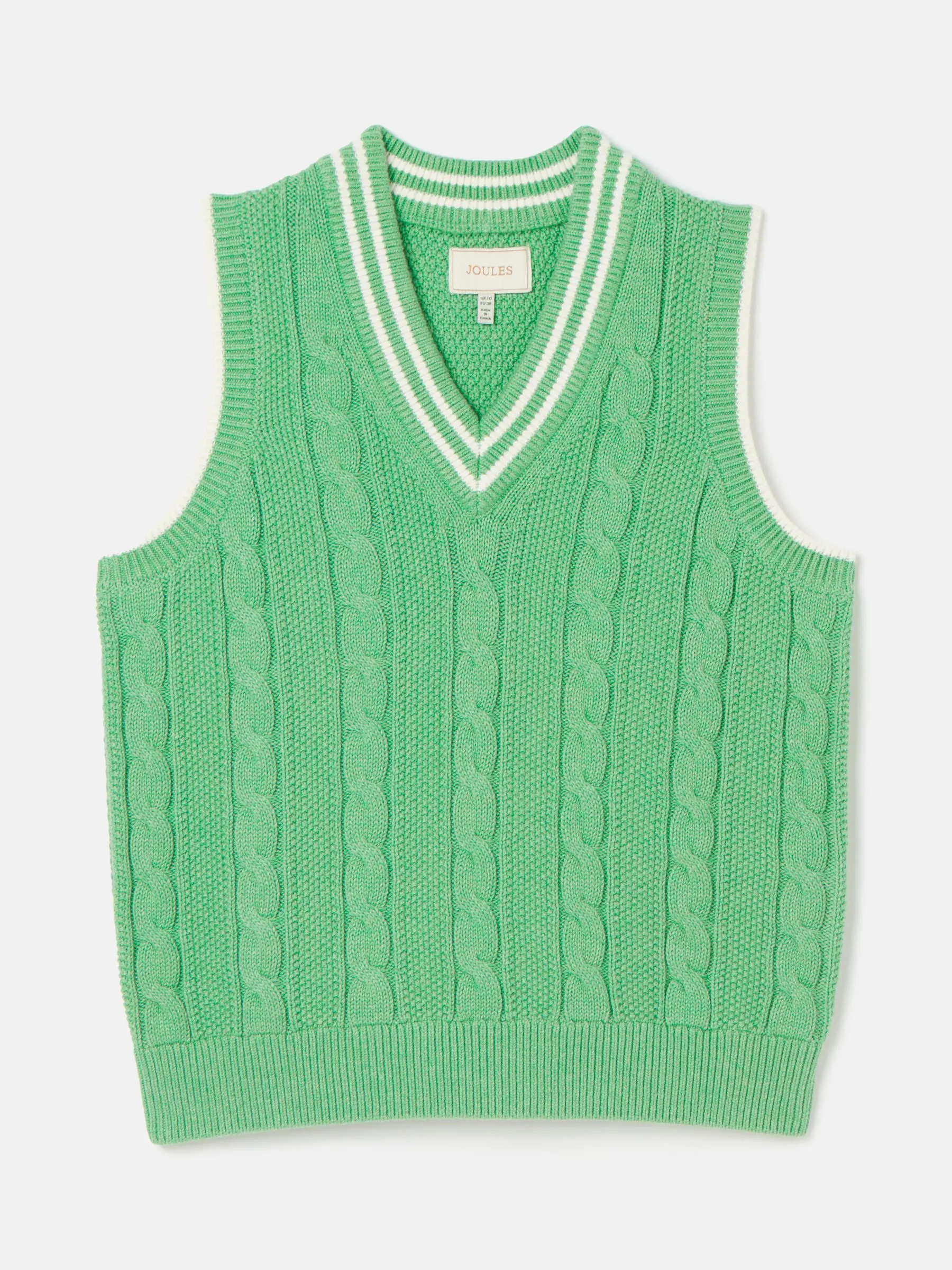 Green Cable Knitted V-Neck Vest