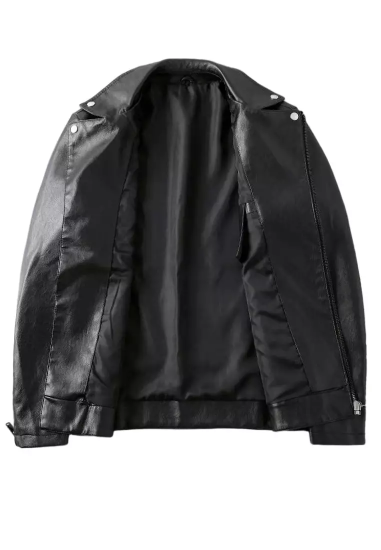 HAPPY FRIDAYS Men's Faux Leather Lapel Jacket MJ618