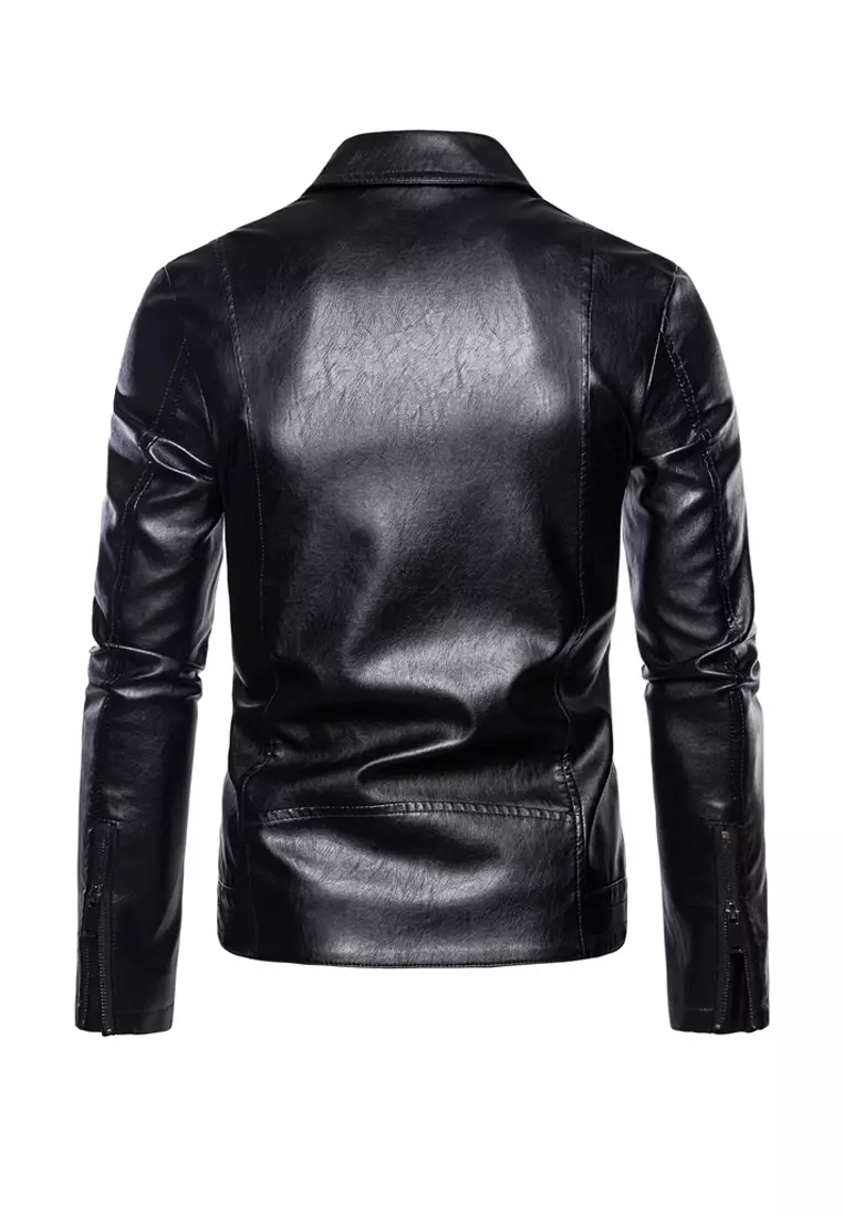 HAPPY FRIDAYS Men's Faux Leather Lapel Jacket MJ618