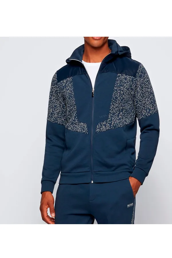 Hugo Boss Sybrid Zip Hoodie Navy