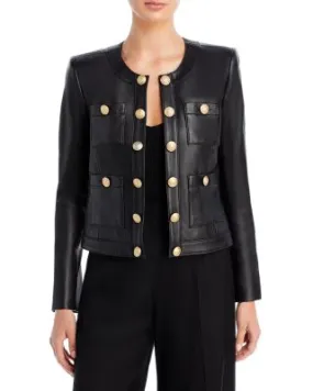 Jayde Leather Open Front Jacket