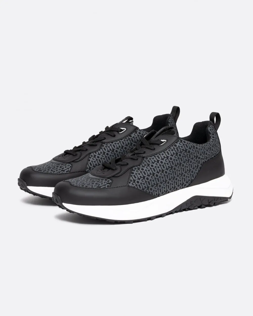 Kane Runn Mens Mixed-Material Trainers with Repeat Logo Details 