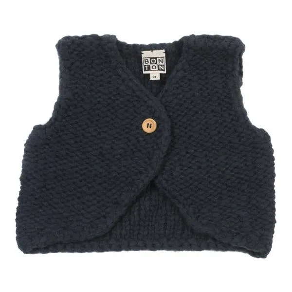 Kids Bonton Knitted Vest - Navy Blue