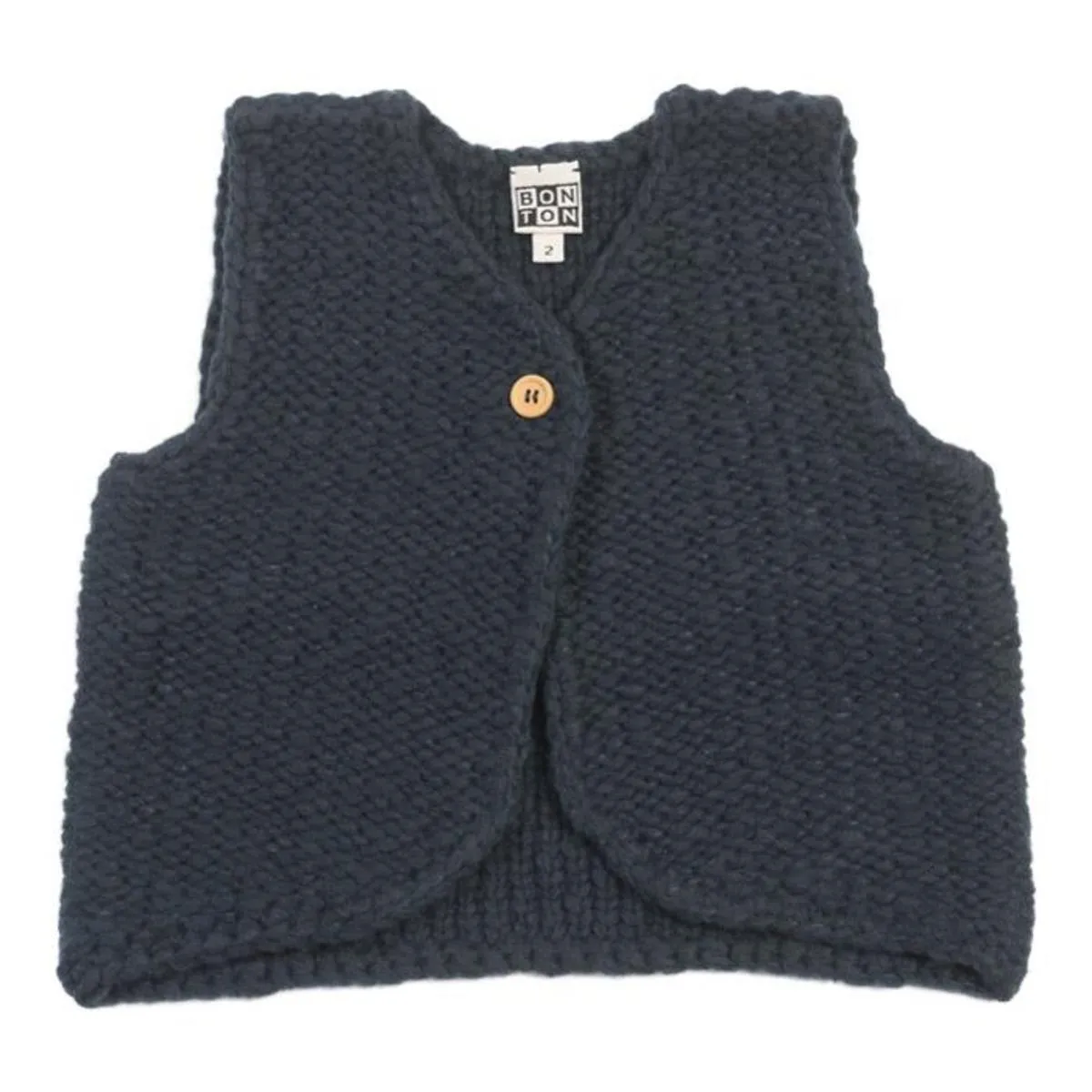 Kids Bonton Knitted Vest - Navy Blue