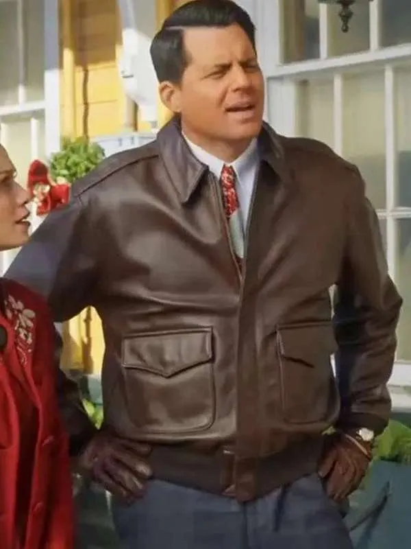 Kristoffer Polaha A Biltmore Christmas Brown Leather Jacket