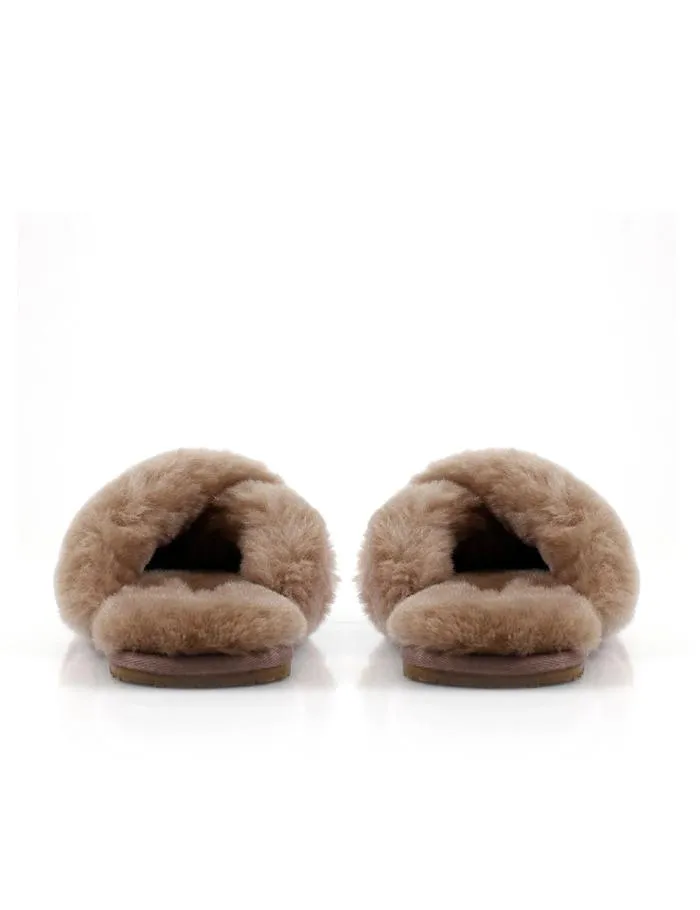 La Tribe      LA TRIBE - Cross Over Sheepy Slipper (Cinnamon)