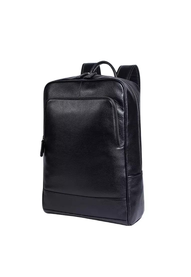 Lara Men's Retro Plain Cow Leather Business Backpack