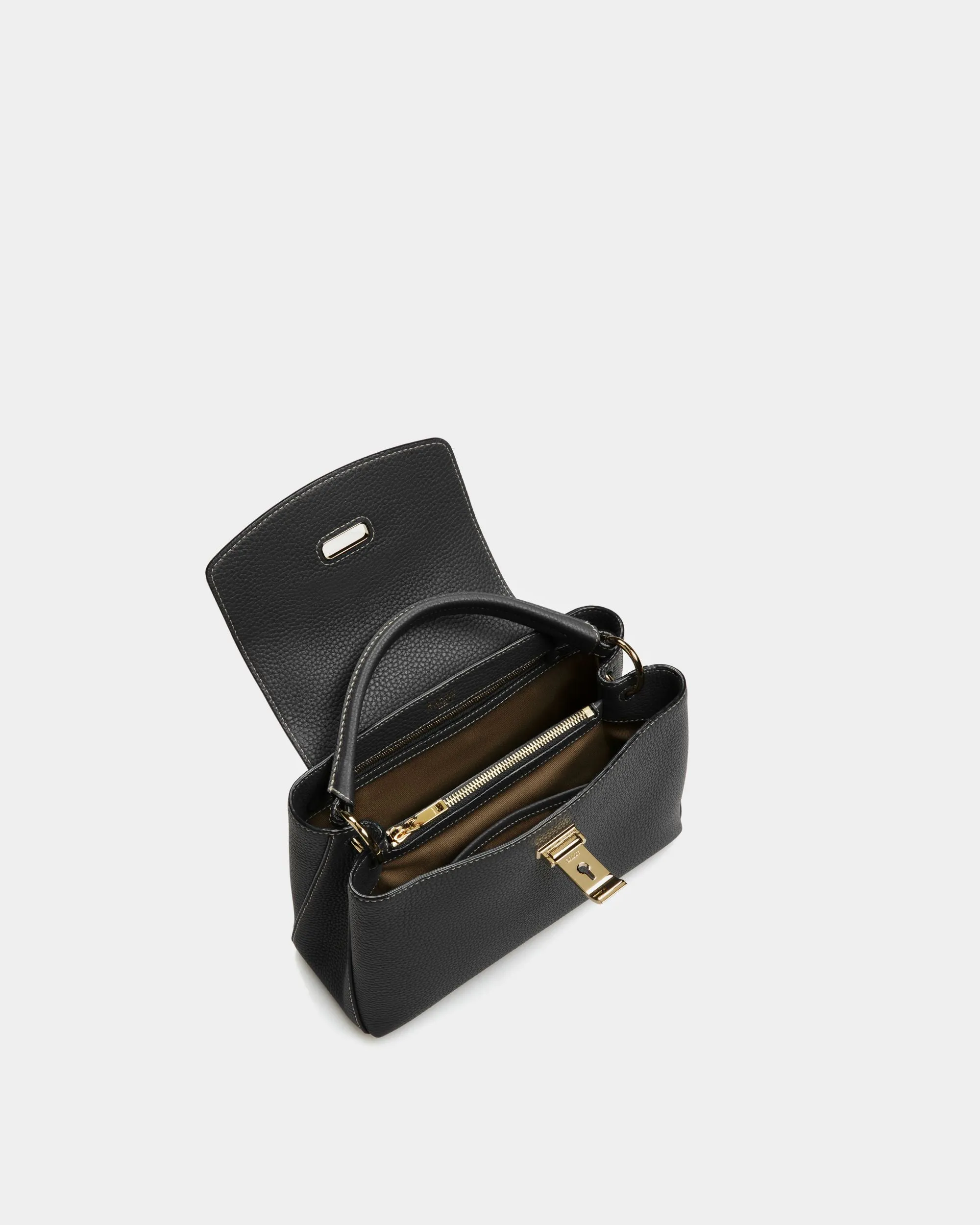 Layka Leather Top Handle Bag In Black 