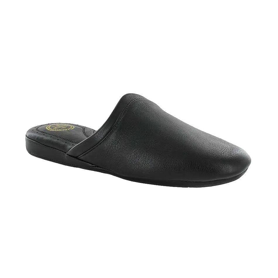 LB EVANS MEN'S ARISTOCRAT SCUFF BLACK LEATHER SLIPPER