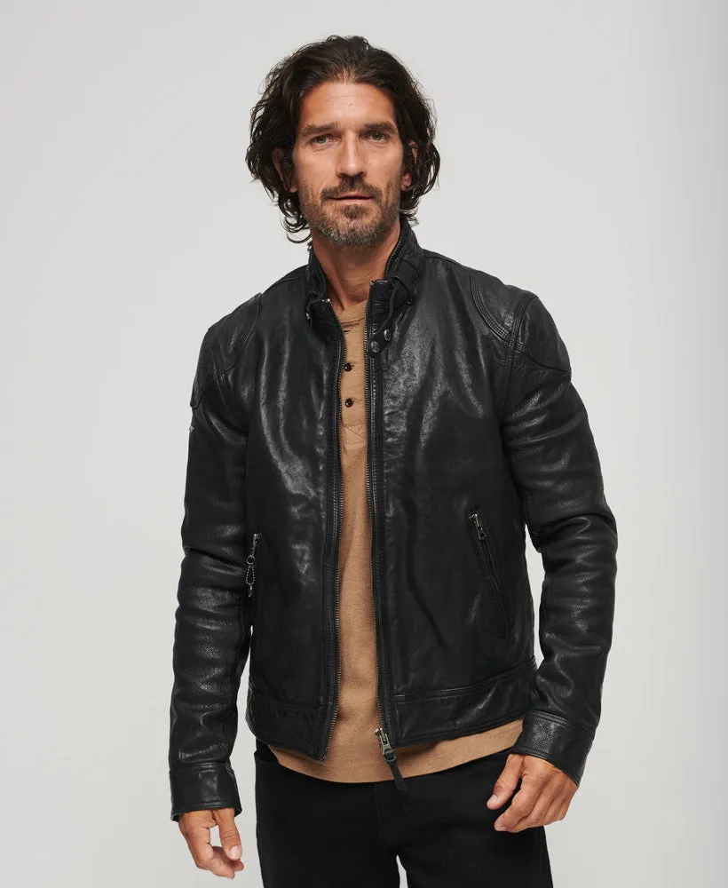 Leather Racer Jacket | Cow Indie Black