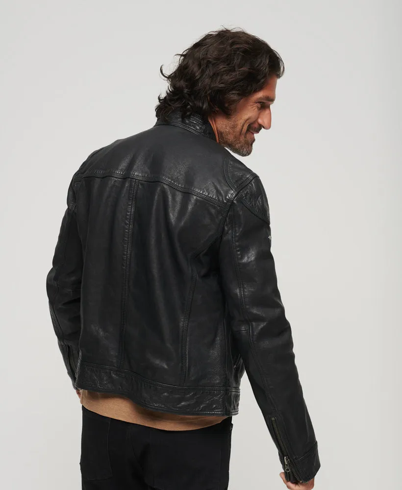 Leather Racer Jacket | Cow Indie Black