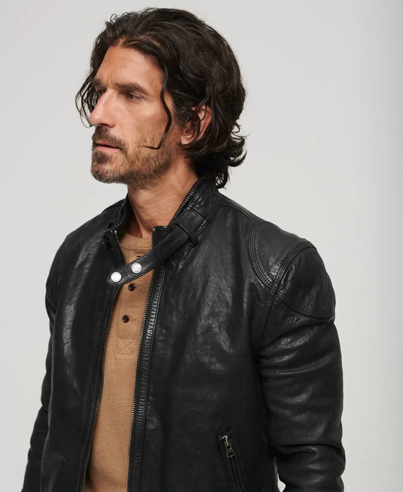 Leather Racer Jacket | Cow Indie Black