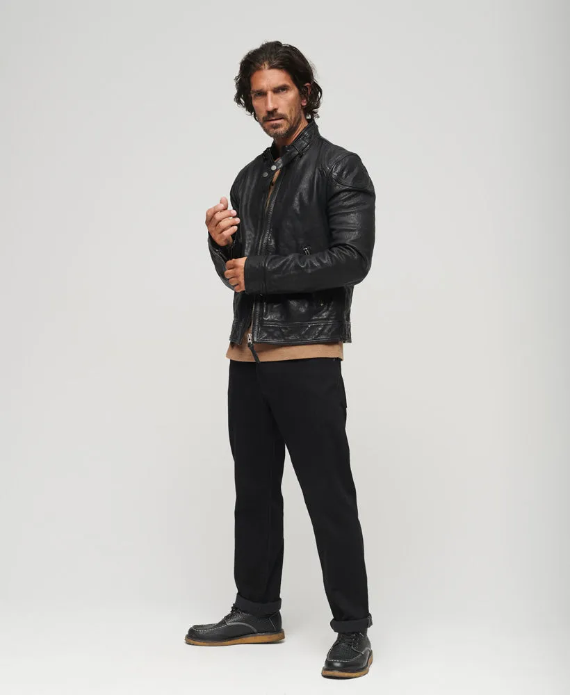 Leather Racer Jacket | Cow Indie Black