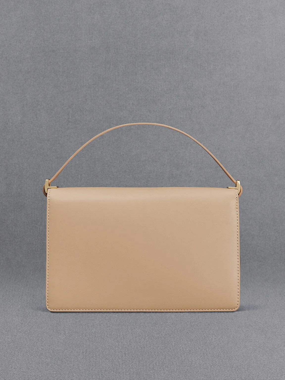 Leather Shoulder Bag - Nude