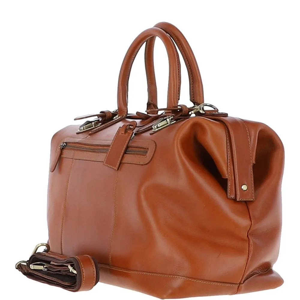 Leather Weekend Holdall Chestnut : DR BAG