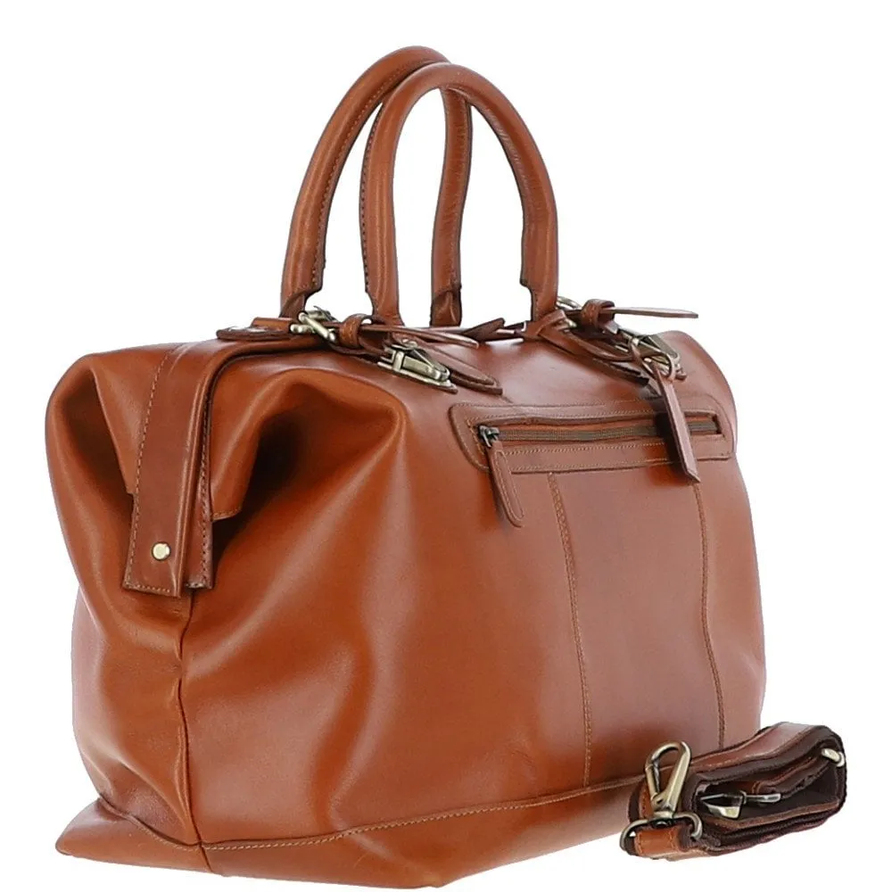 Leather Weekend Holdall Chestnut : DR BAG