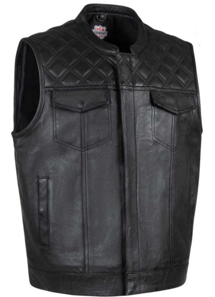 Legendary 'Diamond Cut' Men's Leather Motorcycle Vest