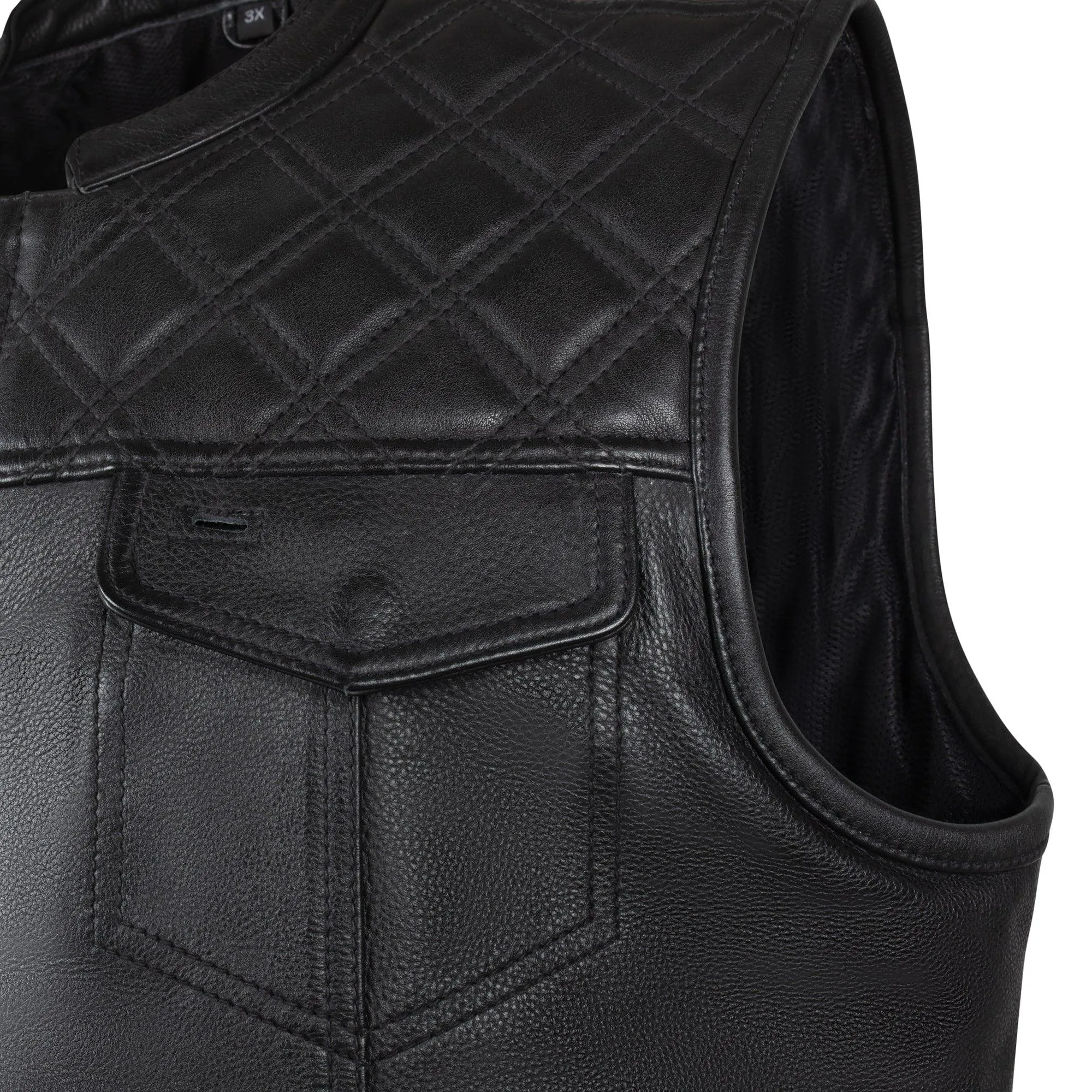 Legendary 'Diamond Cut' Men's Leather Motorcycle Vest